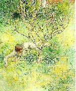 Carl Larsson naken flicka under prunusbusken Sweden oil painting artist